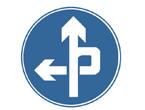 圖中是立交直行和向左轉(zhuǎn)彎標(biāo)志。