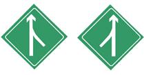 圖中標(biāo)志是合流誘導(dǎo)標(biāo)志，表示前方有合流車(chē)道，注意與駛?cè)胫鬈?chē)道的車(chē)輛保持安全距離。