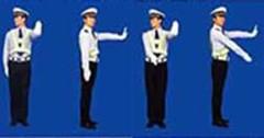 圖中警察手勢為___信號。