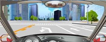 該車道路面導(dǎo)向箭頭指示前方路口可左轉(zhuǎn)彎或掉頭。
