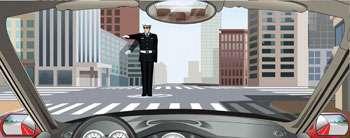 交通警察發(fā)出這種手勢信號時要減速慢行。