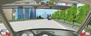 遇到這種情況時，中間車道不允許車輛通行。