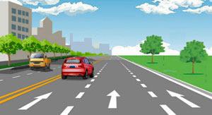 這段道路紅車所在車道是什么車道？