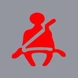 機動車儀表板上（如圖所示）亮時，提醒駕駛人安全帶插頭未插入鎖扣。