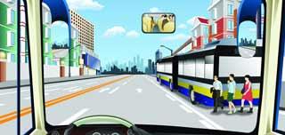 駕駛機動車在公交車站遇到這種情況要迅速停車讓行。