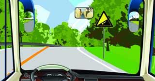 駕駛機(jī)動(dòng)車遇到這種道路要提前減速減擋，利用發(fā)動(dòng)機(jī)制動(dòng)控制速度。