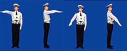 圖中警察手勢(shì)為___信號(hào)。
